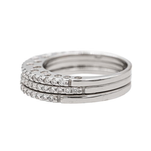 Bague 51 Lot de 3 bagues en or blanc 18 carats serties de diamants 58 Facettes 3389104CN