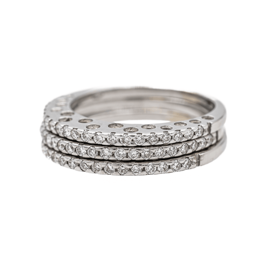 Bague 51 Lot de 3 bagues en or blanc 18 carats serties de diamants 58 Facettes 3389104CN