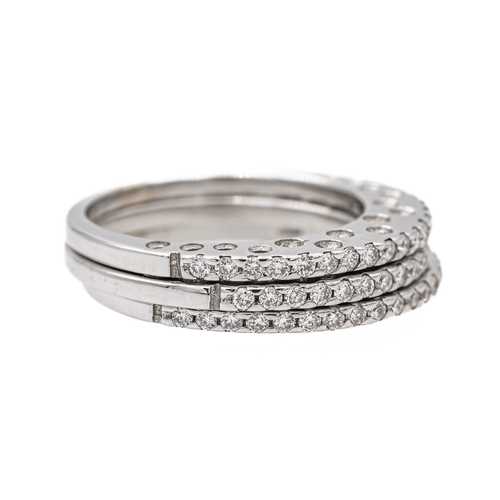 Bague 51 Lot de 3 bagues en or blanc 18 carats serties de diamants 58 Facettes 3389104CN