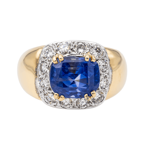 Bague 54 Bague en or jaune 18 carats avec saphir et diamants 58 Facettes 3393426CN