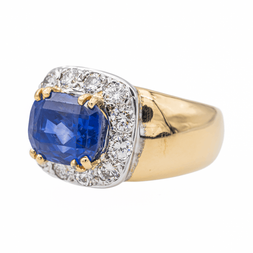 Bague 54 Bague en or jaune 18 carats avec saphir et diamants 58 Facettes 3393426CN