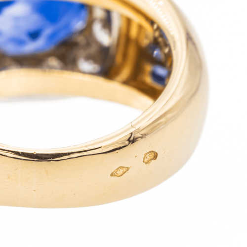 Bague 54 Bague en or jaune 18 carats avec saphir et diamants 58 Facettes 3393426CN