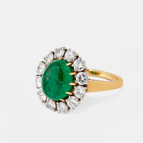 VAN CLEEF & ARPELS - Prsten ze žlutého zlata, Platina, smaragd a diamanty 