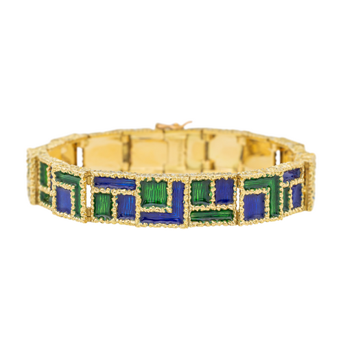 Bracelet Fred - Bracelet en or jaune 18 carats et émail vert et bleu 58 Facettes 3402309CN