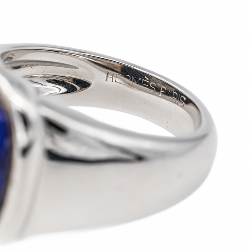 Bague 53 Hermès Birmanie GM - Bague en or blanc sertie d’un lapis-lazuli 58 Facettes 3411142CN