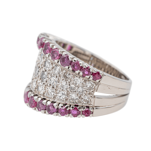 Bague 49.5 Bague en or blanc 18 carats sertie de rubis et diamants 58 Facettes 3411143CN