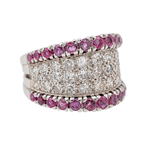 Bague 49.5 Bague en or blanc 18 carats sertie de rubis et diamants 58 Facettes 3411143CN