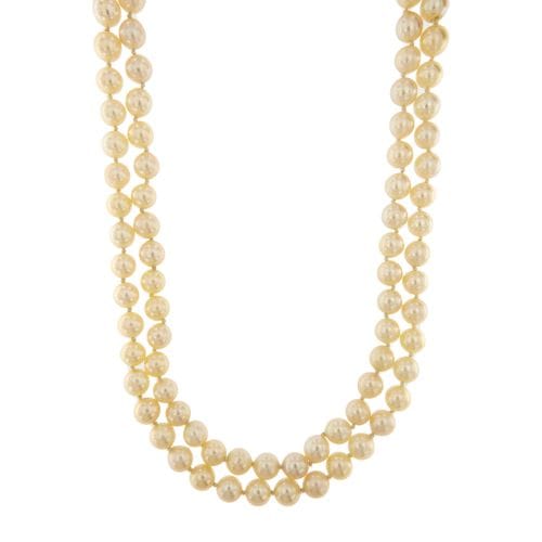 Collier Collier - Deux rangs de perles d’eau salée et fermoir en or jaune 18 ct 58 Facettes 34189