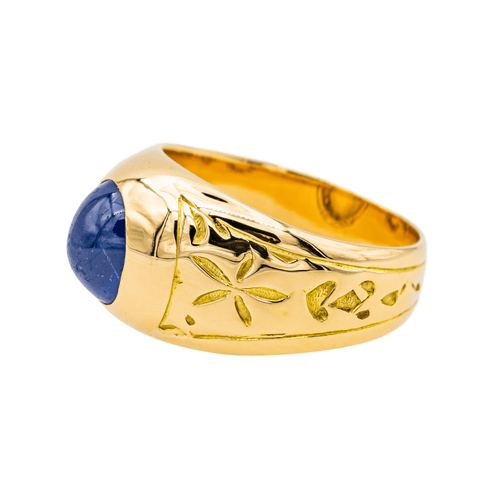Bague 56 Bague en or jaune 18 carats avec saphir cabochon 58 Facettes 3426728RV