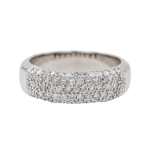 Bague 54 Bague bandeau en or blanc 18 carats pavée de diamants 58 Facettes 3440604CN