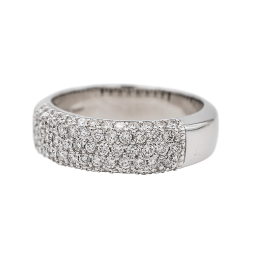 Bague 54 Bague bandeau en or blanc 18 carats pavée de diamants 58 Facettes 3440604CN