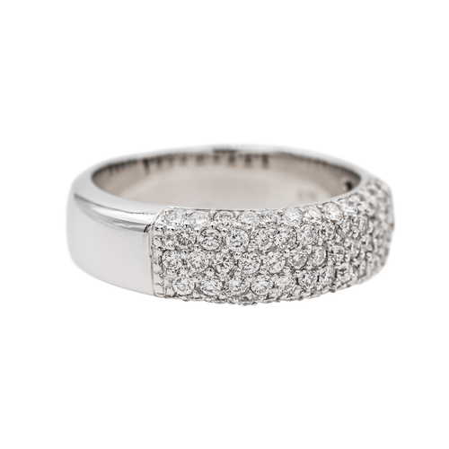 Bague 54 Bague bandeau en or blanc 18 carats pavée de diamants 58 Facettes 3440604CN