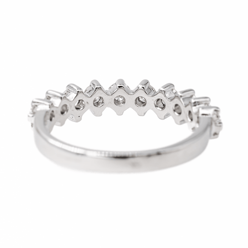 Bague 55 Bague demi-alliance en or blanc 18 carats et diamants 58 Facettes 3447715CN