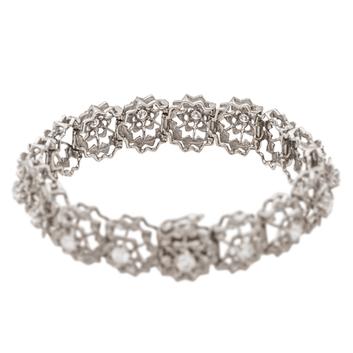 Bracelet Bracelet fleur Art déco en or blanc 18 carats et diamants 58 Facettes 3455898CN