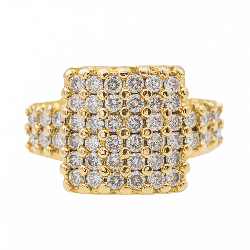 Bague 55 Bague cocktail en or jaune 18 carats sertie de diamants 58 Facettes 3480623RV
