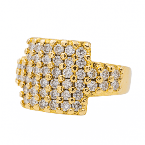 Bague 55 Bague cocktail en or jaune 18 carats sertie de diamants 58 Facettes 3480623RV