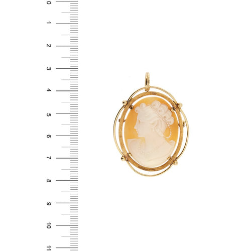 Pendentif Pendentif camée ovale vintage en or jaune 18 ct 58 Facettes 34853