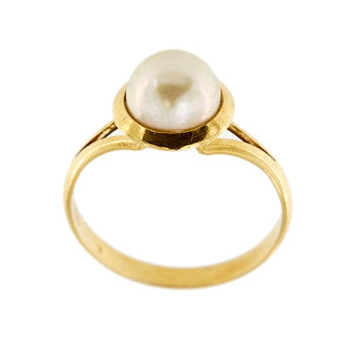 Bague Bague en or jaune 18 kt avec perle 8,5-9 mm 58 Facettes 34876