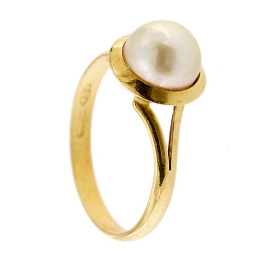 Bague Bague en or jaune 18 kt avec perle 8,5-9 mm 58 Facettes 34876