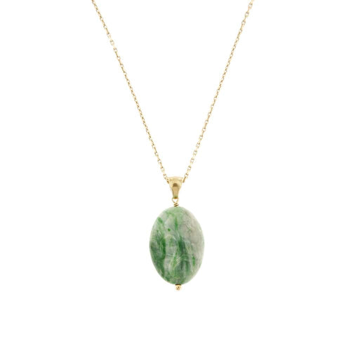 Collier Collier - Pendentif ovale en jade en or jaune 18 carats 58 Facettes 35132