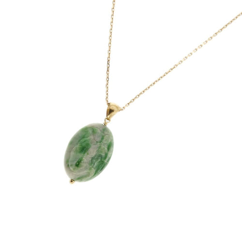 Collier Collier - Pendentif ovale en jade en or jaune 18 carats 58 Facettes 35132