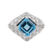 Bague 52 Bague en platine 950 avec topaze bleue et diamants 58 Facettes 3520102CN