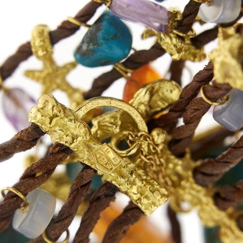 Bracelet Bracelet multifils en or jaune 18 ct avec turquoise, améthyste et cornaline 58 Facettes 35278