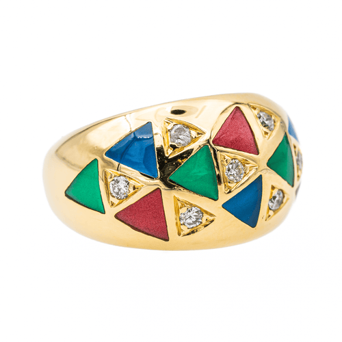 Bague 52 Bague en or jaune 18 carats, émail et diamants 58 Facettes 3543609CN