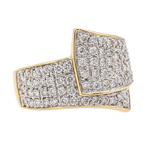 Bague 53 Bague pavée de diamants en or jaune et or blanc 18 carats 58 Facettes 3548953CN
