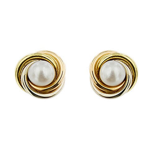 Boucles d'oreilles Boucles d’oreilles trois ors 18 kt à perles d’eau salée 58 Facettes 35533