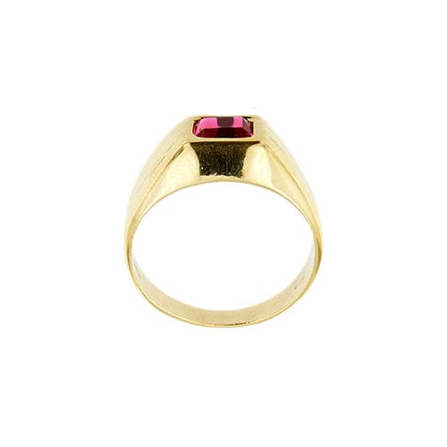 Bague 62 Bague homme en or jaune 18 carats avec cristal rouge 58 Facettes 35623