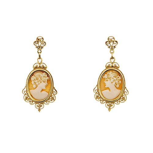 Boucles d'oreilles Boucles d’oreilles pendantes - Camées en or jaune 18 ct 58 Facettes 35627