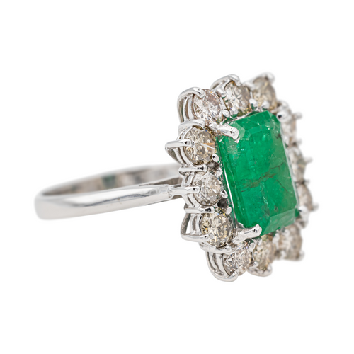 Bague 53 Bague en or blanc 18 carats avec émeraude et diamants 58 Facettes 3565535CN