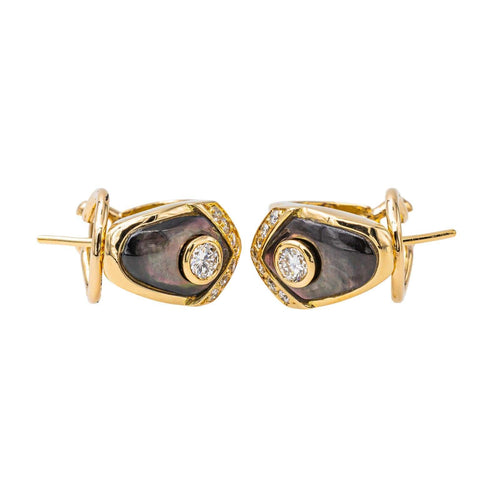 Boucles d'oreilles Boucles d’oreilles clip en or jaune 18 carats, nacre noire et diamants 58 Facettes 3576030CN