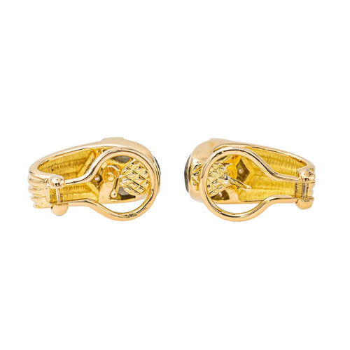 Boucles d'oreilles Boucles d’oreilles clip en or jaune 18 carats, nacre noire et diamants 58 Facettes 3576030CN
