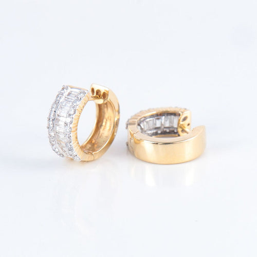 Boucles d'oreilles Créoles Diamants ronds et baguettes 58 Facettes DV0032-61