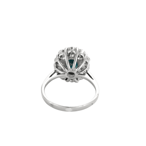 Bague 53 Bague marguerite en or blanc 18k, saphir 1,10 ct et diamants 58 Facettes BO/240038