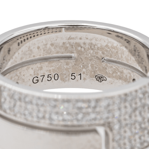 Bague 51 Dinh Van Seventies - Bague en or blanc pavée de diamants 58 Facettes 3601165RV