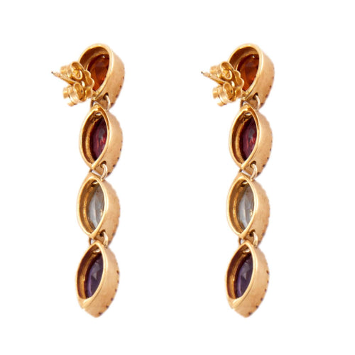 Boucles d'oreilles Boucles d'oreilles pendantes navette en or jaune 18k et pierres fines 58 Facettes BO/220165