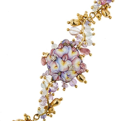 Bracelet Gabriella Rivalta - Bracelet à fleurs émaillées en or jaune 18 ct avec diamants 58 Facettes 36205