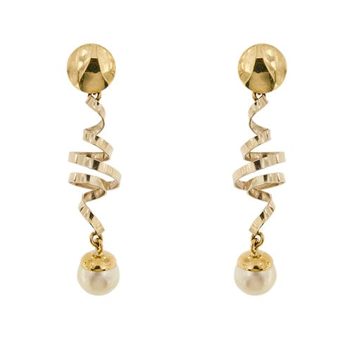 Boucles d'oreilles Boucles d'oreilles pendantes à perles en or jaune et or blanc 18 ct 58 Facettes 36258