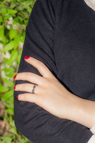 Bague 51 Bague en or blanc 18 carats sertie de diamants noirs 58 Facettes 3629488CN