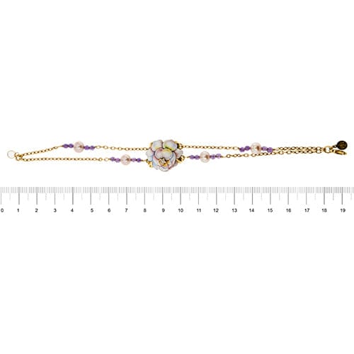 Bracelet Gabriella Rivalta - Bracelet fleur émaillée en or jaune 18 ct avec diamants 58 Facettes 36327