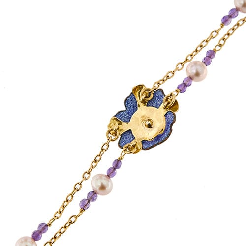 Bracelet Gabriella Rivalta - Bracelet fleur émaillée en or jaune 18 ct avec diamants 58 Facettes 36327