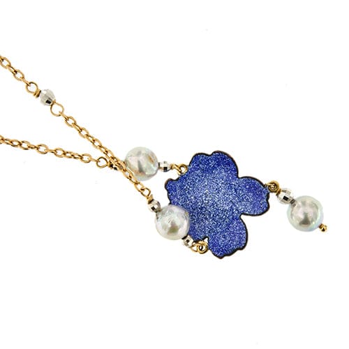 Collier Gabriella Rivalta - Collier fleur émaillée et perles en or jaune 18 ct 58 Facettes 36329