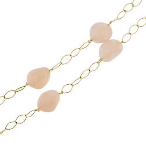 Collier Collier - Chaîne longue en or jaune 18 kt et quartz rose 58 Facettes 36370
