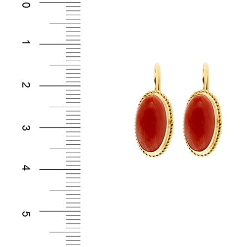 Boucles d'oreilles Boucles d’oreilles dormeuses en or jaune 18 ct avec corail 58 Facettes 36380