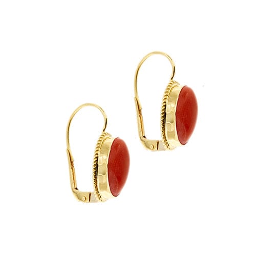 Boucles d'oreilles Boucles d’oreilles dormeuses en or jaune 18 ct avec corail 58 Facettes 36380