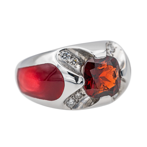 Bague 54 Bague en or blanc 18 carats au grenat et diamants 58 Facettes 3641136CN