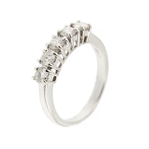 Bague Bague rivière en or blanc 18 kt avec 5 diamants 0,75 ct 58 Facettes 36482